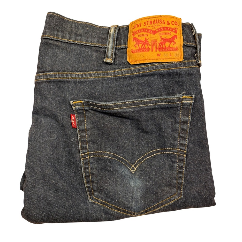Levis Mens 514 Straight Leg Jeans Dark‎ Wash Blue Denim W38 L32